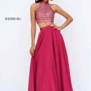 Sherri Hill 50096 Two Piece Beaded Prom Dress A line